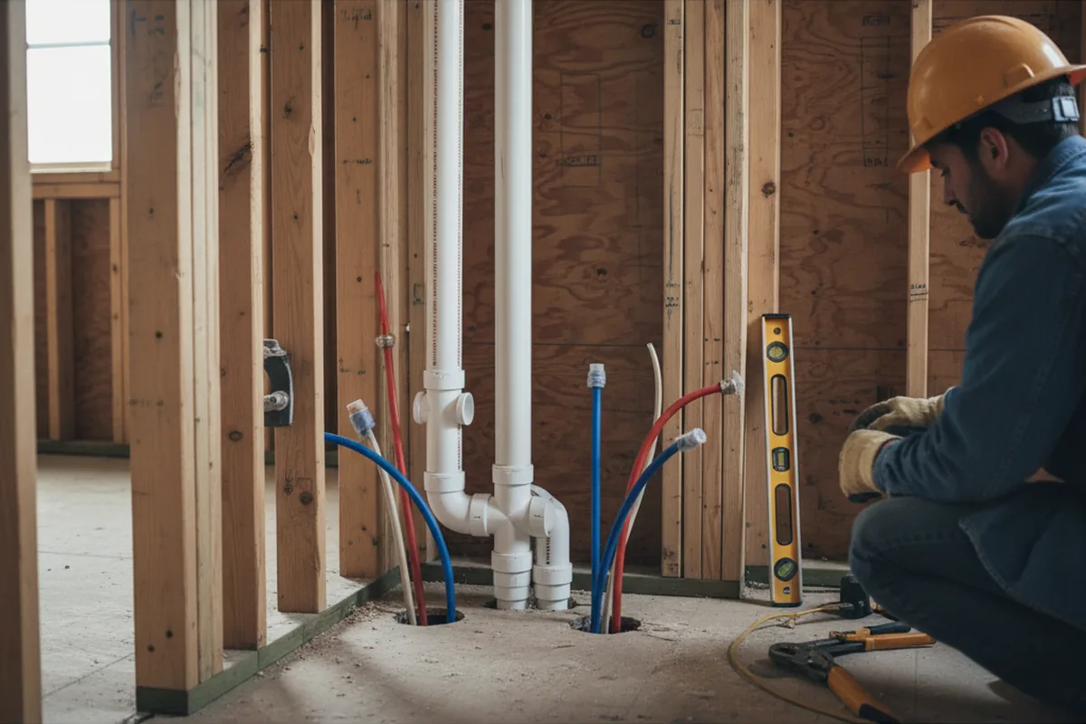 Drain and supply rough-in during Sump Pump Repair in Yelm